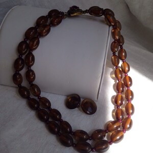 Prystal Vintage Bakelite Prystal Brown Bead Necklace Double Strand Purple ...