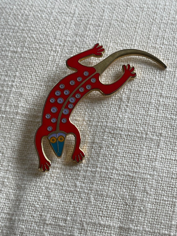 Laurel Burch Brooch Lizard Red Enamel