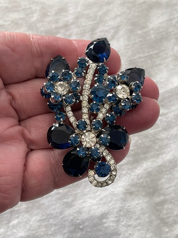 Juliana Blue Pear Rhinestone Brooch Earrings Set … - image 9