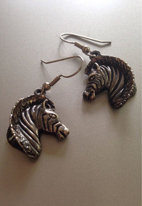 Sterling Silver Zebra Earrings - image 1