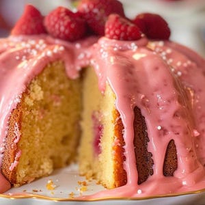 Download Now This BEST RECIPE For Raspberry Bundt Cake with Pink Glaze Recipe.