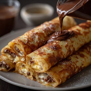 Chocolate Caramel Crêpes Recipe: Elegant French Dessert (Printable PDF Download