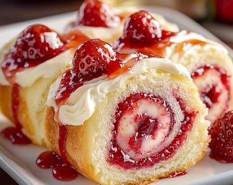 EASY RECIPE For Strawberry Cheesecake Sweet Rolls Recipe: Fast Baking (Digital Download)