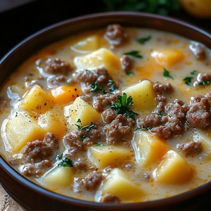 LA MEJOR RECETA de sopa de papa con hamburguesa y queso Descargar.