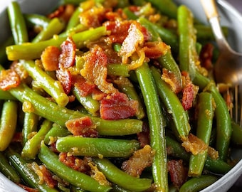 BESTE RECEPT voor eenvoudig recept pdf: sperziebonen met knoflookboter | Snel bijgerecht | Gezond comfortfood | Afdrukbaar recept downloaden.