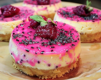 Mini Raspberry Glazed Cheesecake Recipe (Digital Download)