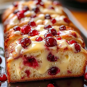 BEST RECIPE For Homemade Cranberry Bread Loaf Cake with Vanilla Glaze Download.