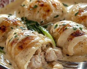 EASY RECIPE For Creamy Garlic Parmesan Stuffed Chicken Breast Recipe (PDF Download)