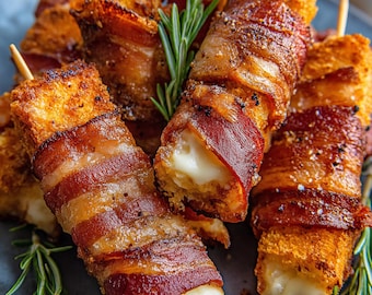 MIGLIORE RICETTA per bastoncini di mozzarella avvolti nella pancetta, ricetta da scaricare immediatamente