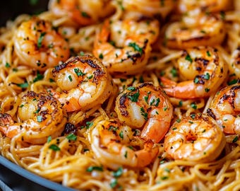 EASY RECIPE For Garlic Butter Shrimp Pasta Recipe (Digital Download)