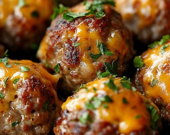 EASY RECIPE For Cheddar Bacon Stuffed Meatballs Recipe (Digital Download)