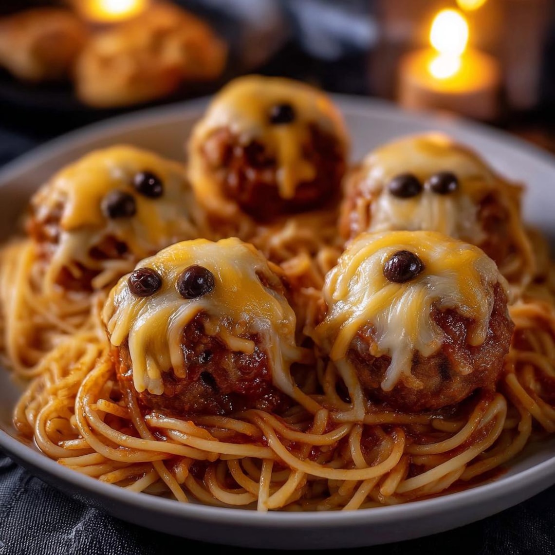 EASY RECIPE for Spooky Ghost Spaghetti & Meatballs Recipe: Fun ...