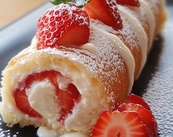 EINFACHES REZEPT Für Erdbeer-Cheesecake-Rolls Rezept: Schnelles Dessert (Digitaler Download)