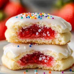BESTE RECEPT voor zelfgemaakte met aardbeien gevulde suikerkoekjes downloaden.