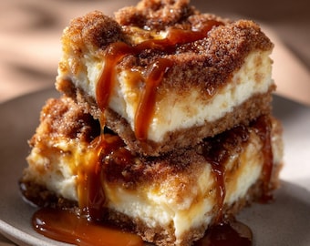 EASY RECIPE For Cinnamon Caramel Cheesecake Bars Recipe (PDF Download)