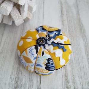 Pincushion - Blue, Gold, and White Needle Pin Cushion - Sewing Pin Holder - Sewing Accessory