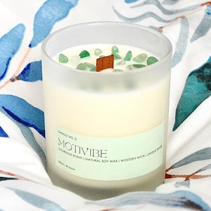 MOTIVIBE Crystal candle Candle with natural stone  Scented candle Candle with aventurine