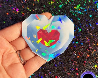 Holographic Legend of Zelda Heart Piece Sticker: Ocarina of Time