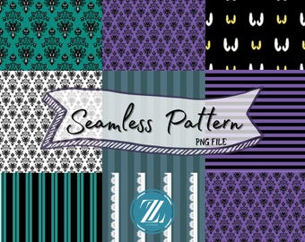 Fondo de pantalla de la Mansión Encantada, Patrones PNG sin costuras, Descarga de papel digital Disney