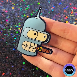 Futurama Sticker: Bender with Cigar