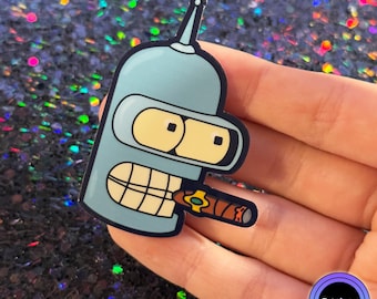 Futurama Sticker: Bender with Cigar