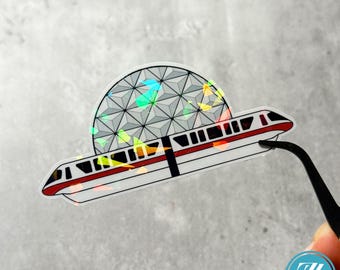 EPCOT Spaceship Earth Monorail Sticker, Holographic Disney World Decal