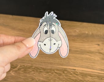 Eeyore Face Sticker, Holographic Winnie the Pooh Decal