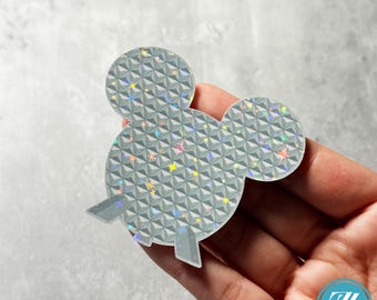 EPCOT Spaceship Earth Mickey Ears Sticker, Holographic Disney Sticker for Notebooks, Laptops, etc.