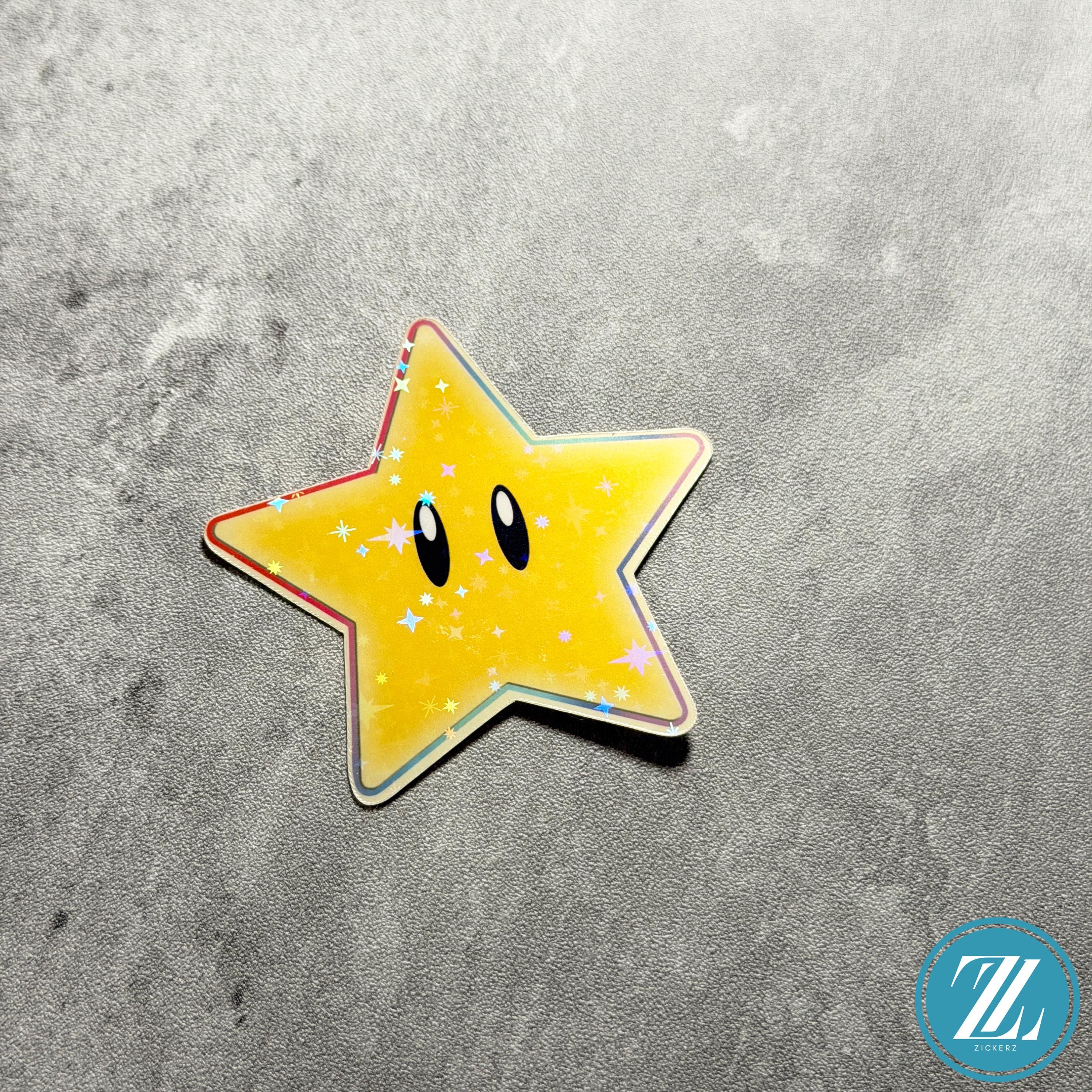 Super Star Sticker, Holographic Super Mario Decal - Etsy