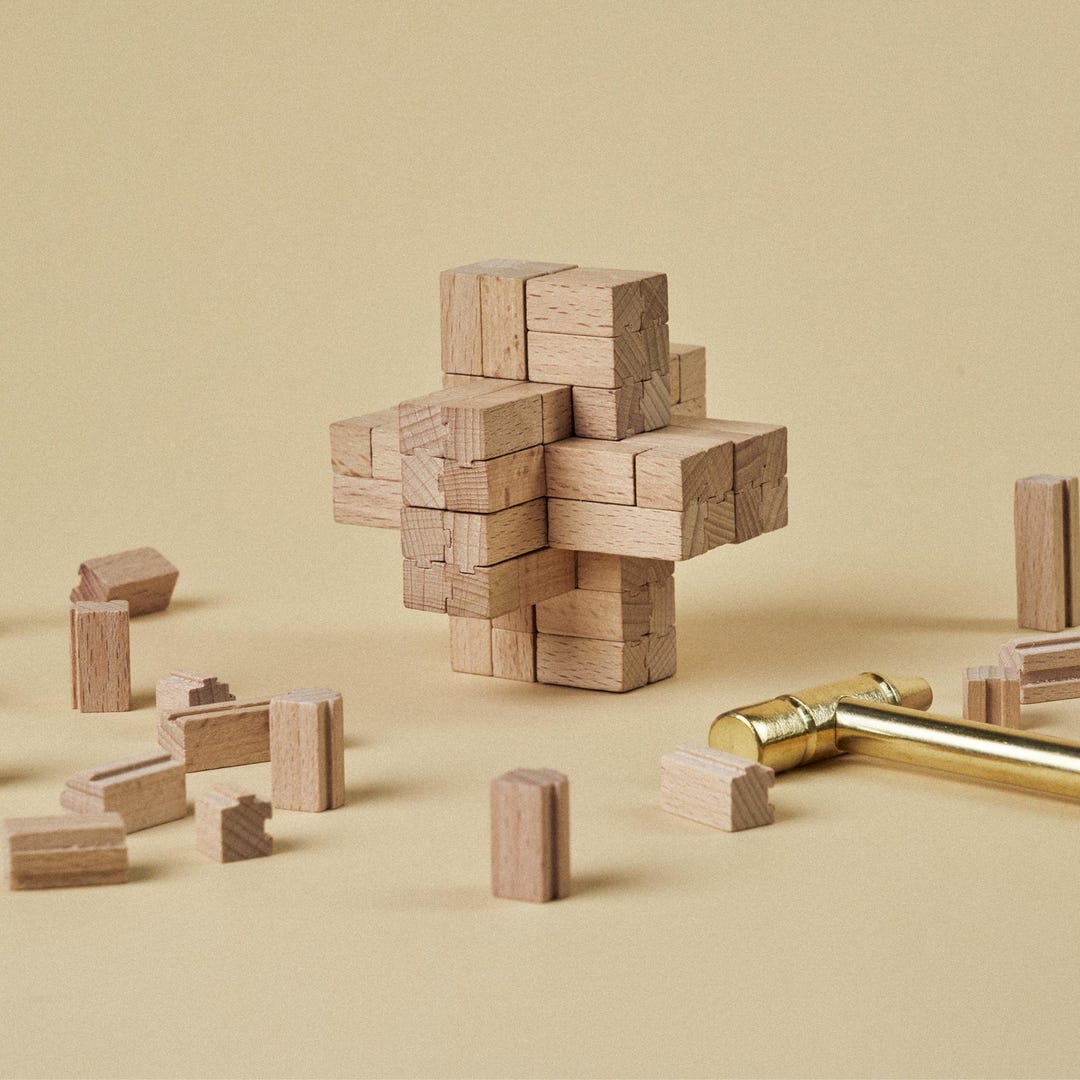 Wooden Luban Lock Puzzle, Chinese Brain Teaser Toy, Dovetail Joinery ...
