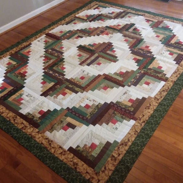 Handmade Log Cabin Quilt Etsy
