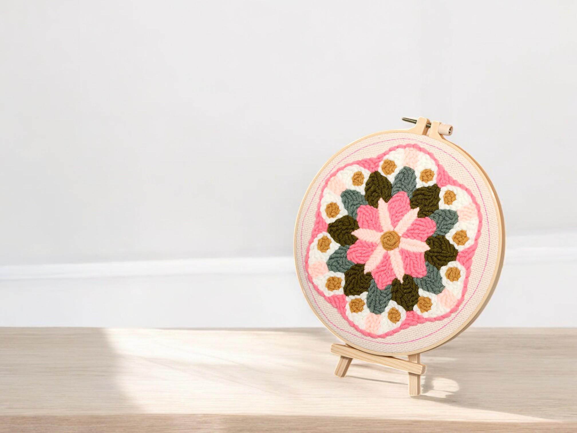 DIY Punch Needle Embroidery Kit | Adjustable Stitching Tool, Yarn ...