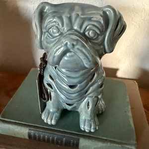 Ceramic Light Green Metallic Hand Painted  Pug Saschet Holder | Pug Dog