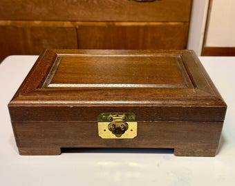 Vintage Schmid Brothers Jewelry Box Music Box Satin Portrait Japan