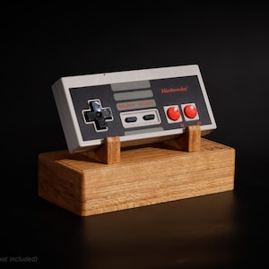 Cherry Wooden NES Controller Stand with Built-in Cable Management – Retro Gaming Display and Storage