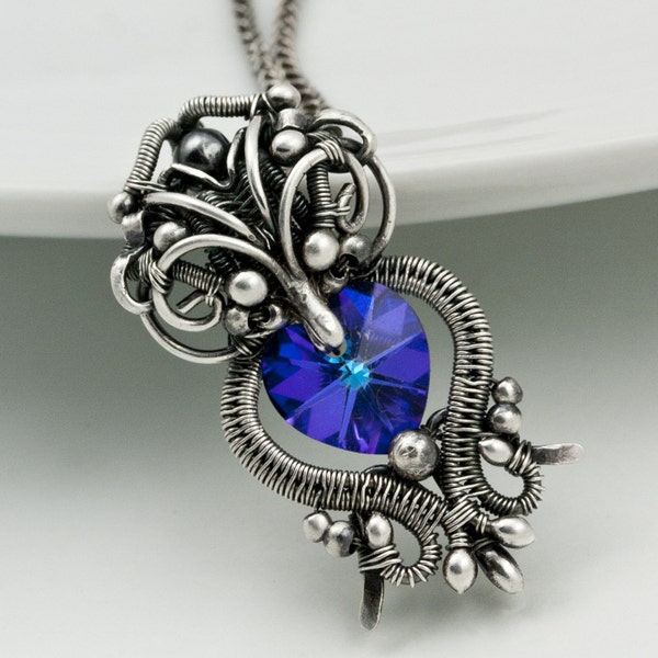 Fine Silver Heliotrope Crystal Pendant- Lysa