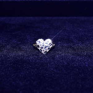 14k Solid Gold Vintage Nugget Diamond Cut Heart Ring