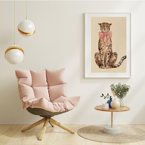 Cheetah/Leopard with Pink Bow Wall Art Printable Image
