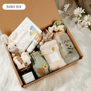New Mom Gift Box, New Baby Gift, Pregnancy Care Package, Baby Girl Gift Box, Cozy Gift Basket for Friend Bunny Box