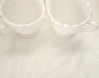 Juego de azucarero y lechera de vidrio blanco opalino con diseño de burbujas, estilo vintage de Anchor Hocking, 3.5" x 3".