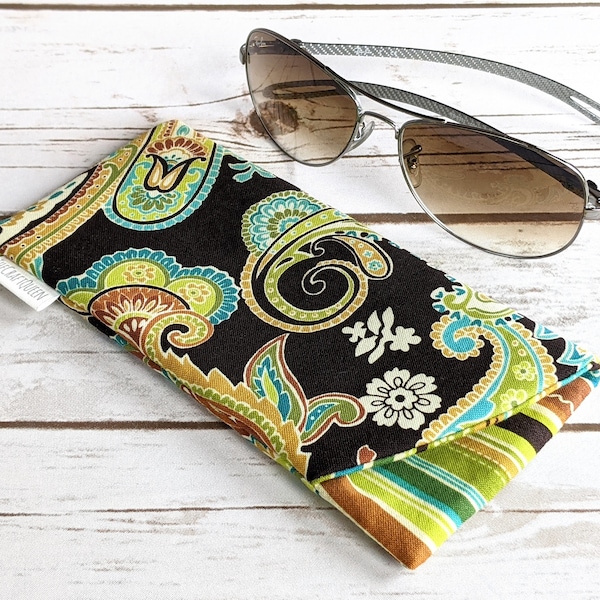 Eyeglass sunglass padded case Michael Miller Patti Paisley cotton fabric