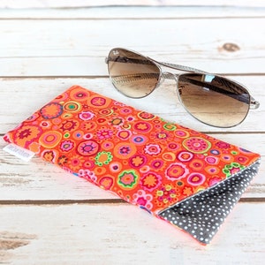 Eyeglass sunglass padded case, Kaffe Fassett Paperweights Orange, cotton fabric