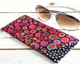 Eyeglass sunglass padded case, Kaffe Fassett Paperweights Gypsy, cotton fabric