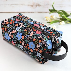 Boxy ツールポーチ、Rifle Paper Co コットン生地、メイクアップバニティバッグ、トイレタリードップキット