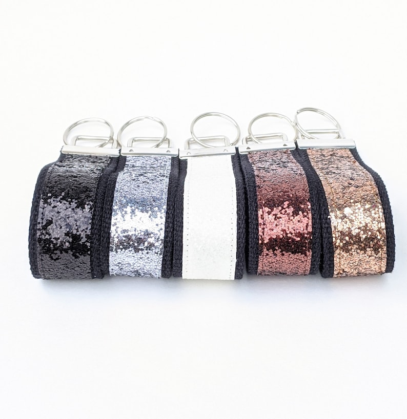 Glitter canvas sparkle wristlet key fob keychain black Etsy