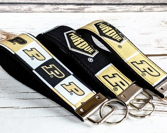 Purdue University fabric wristlet key fob keychain