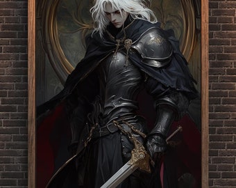 Pale Fury Vampire Wall Art Print, Dark Fantasy Wall Decor, Gothic Fantasy Wall Art, Digital Fantasy Art, Dark Fantasy Art, Gothic Wall Art