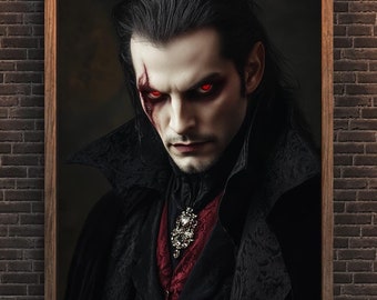 Portrait of Evil Vampire Wall Art Print, Dark Fantasy Wall Decor, Gothic Fantasy Wall Art, Digital Fantasy Art, Dark Fantasy Art, Gothic Art