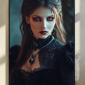 Regal Vampire Wall Art Print, Dark Academia, Gothic Fantasy Decor, Vampirecore Wall Art, Vampire Wall Decor, Digital Gothic Art