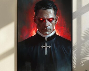 Infernal Cleric Demon Wall Art Print, Dark Fantasy Wall Decor, Demoncore, Dark Fantasy Wall Art, Demon Painting, Dark Fantasy Lover Gift